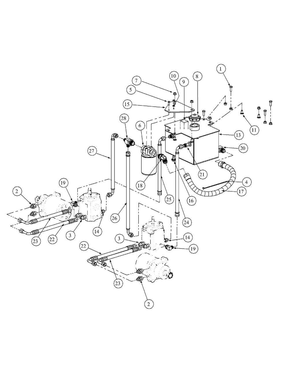Hydro Pump Assembly Diagram and Parts List for M54-HN 53BB5ETW750-24-HP Cub Cadet Lawn Tractor